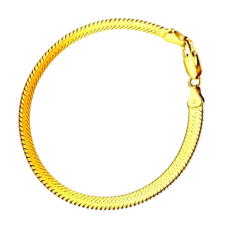 7 inch 18kt Gold Overlay Bracelet Sterling Silver 925 Stamped Italy